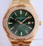 Wome's Vacheron Constantin Overseas 35mm Rose Gold Green Copy Watch